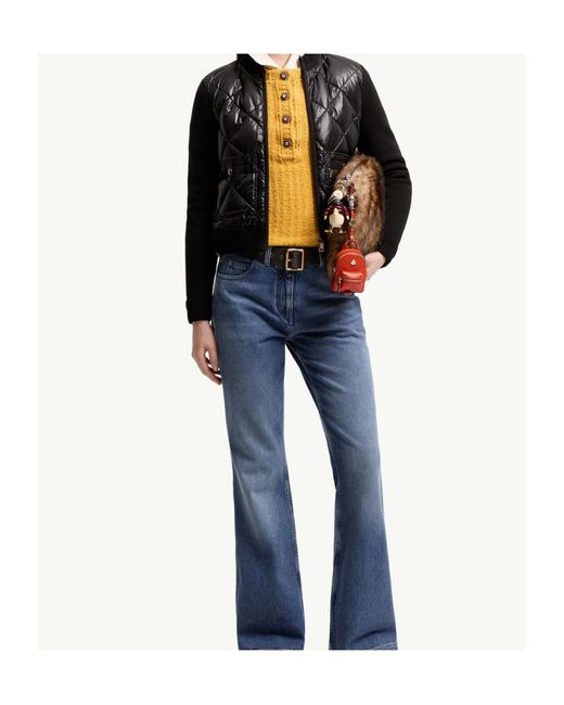 Moncler Black Logo Patch Zip-Up Quilted Cardigan