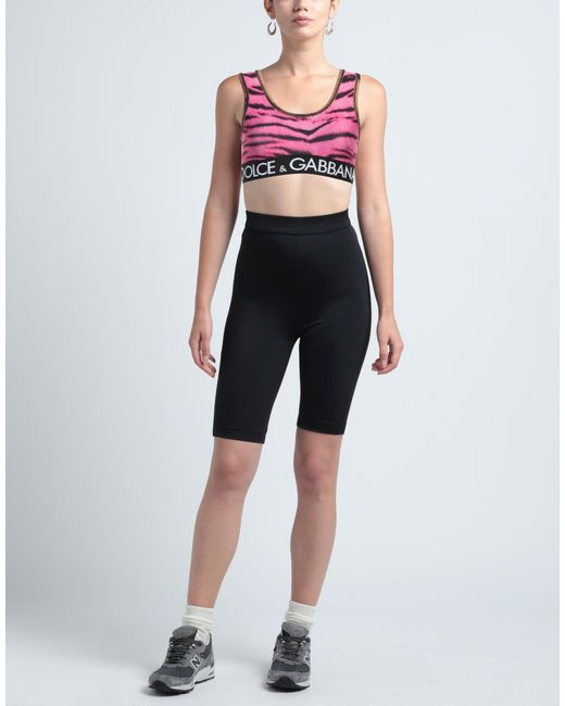 Dolce & Gabbana Pink Sleeveless Tiger-Print Crop Top