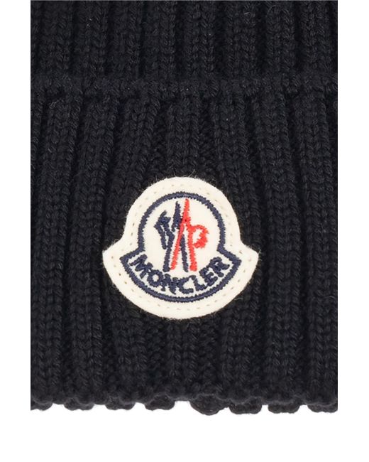 Moncler Blue Ribbed Knit Hat