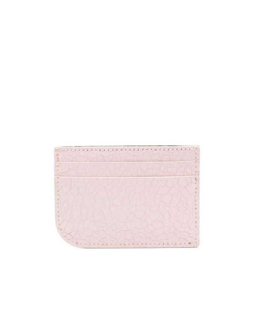 McQueen Pink Cracked-Effect Logo Plaque Cardholder