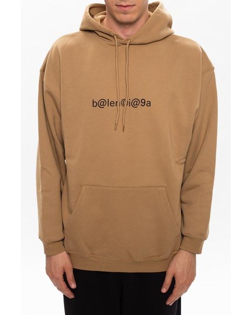 Balenciaga Natural Logo-Print Hoodie for men
