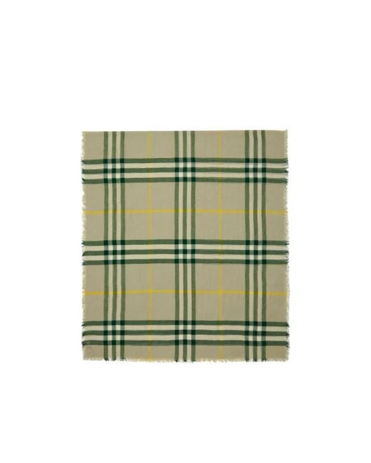 Burberry Green Vintage Check Fringed-Edge Scarf for men