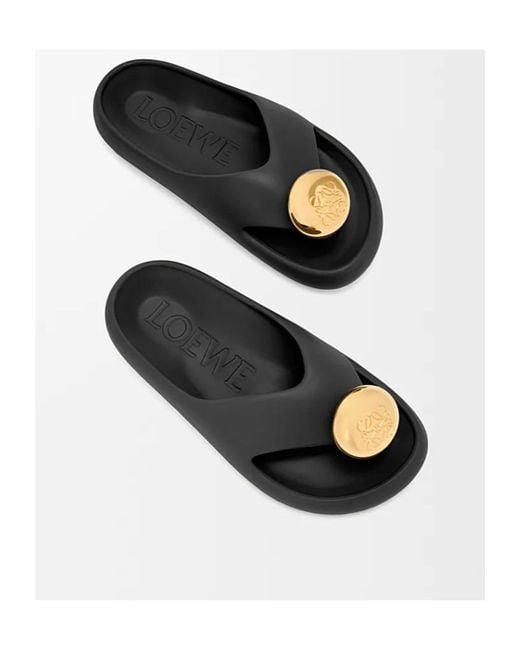 Loewe Multicolor Pebble Patent Toe-Post Slide Sandals