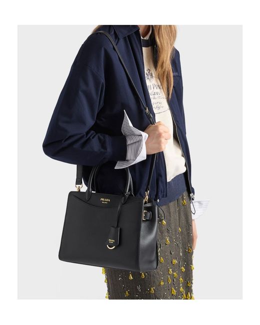 Prada Black Prelude Medium Leather Handbag