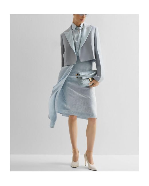 Fendi Blue Cropped Single Breasted Blazer