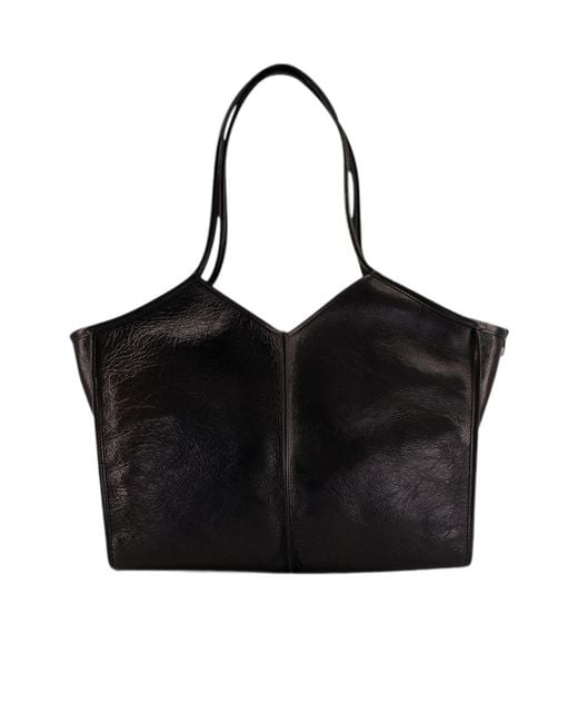 Hereu Black Medium Calella Distressed Leather Tote Bag