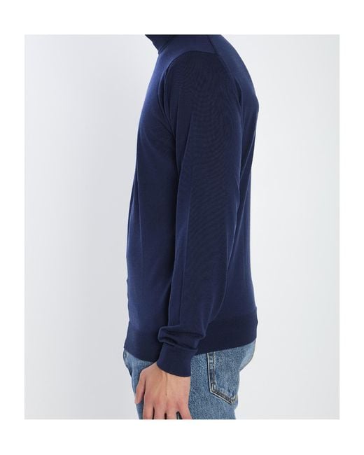 John Smedley Blue Cherwell Turtleneck Sweater for men