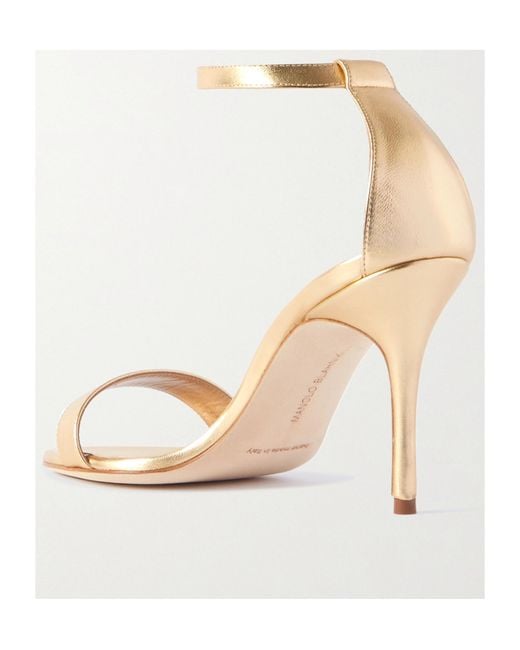Manolo Blahnik Metallic Open-Toe High-Heeled Sandals