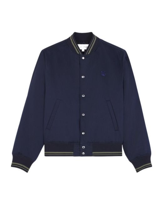 Maison Kitsuné Blue Maison Kitsuné Fox Head Patch Bomber Jacket for men