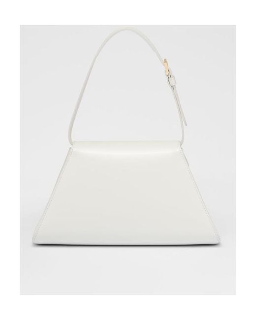 Prada White Brushed Calf Leather Handbag