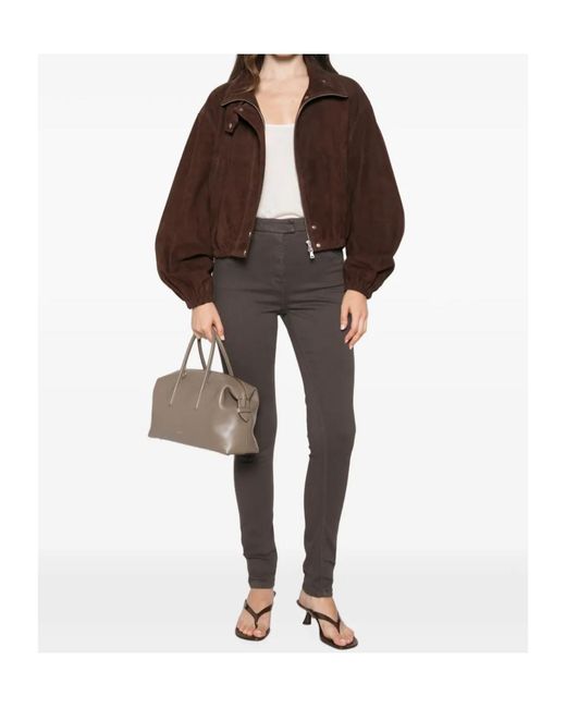 Marella Gray Tapered Casual Trousers With Zippers