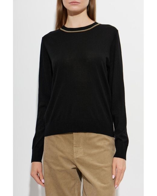 Paul Smith Black Stripe-Trim Crew Neck Knitted Sweater