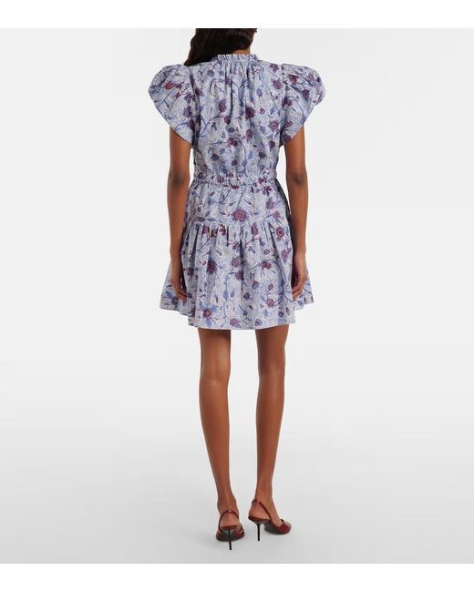 Ulla Johnson Blue Izel Floral Cotton Minidress