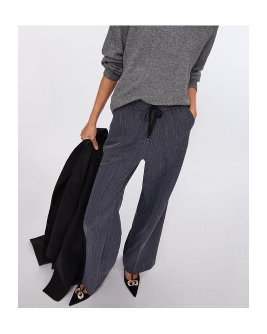 Liu Jo Blue Pinstripe Flannel Trousers