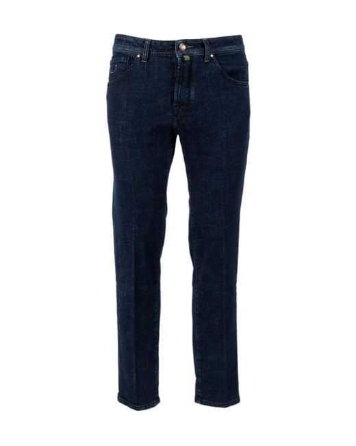 Jacob Cohen Blue Five-Pocket Cropped Jeans for men
