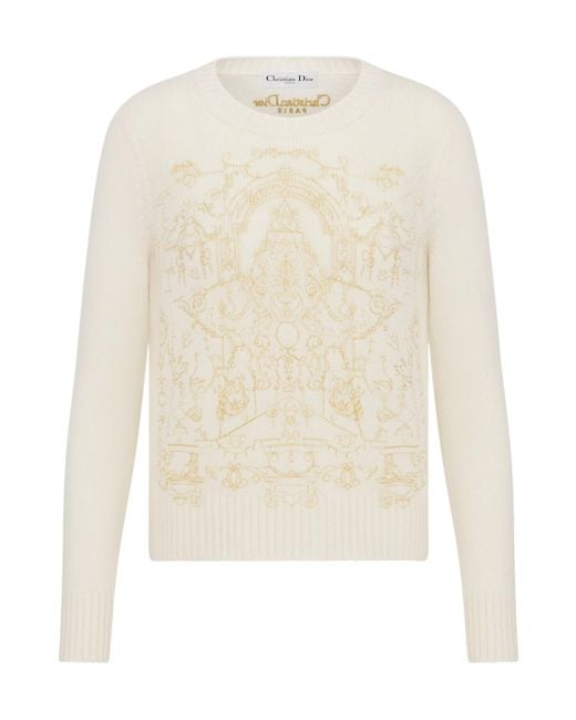 Dior White Embroidered Sweater