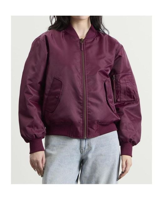 Anine Bing Purple Leon Zip-Up Bomber Jacket