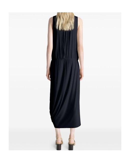 Lemaire Black Ruched Sleeveless Dresses