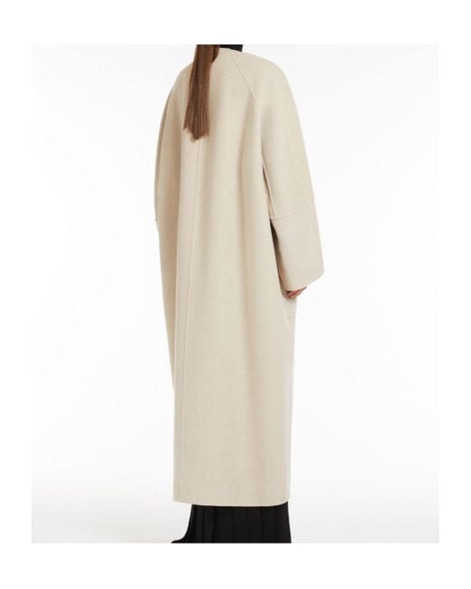 Max Mara Natural Buttoned Long-Sleeved Coat