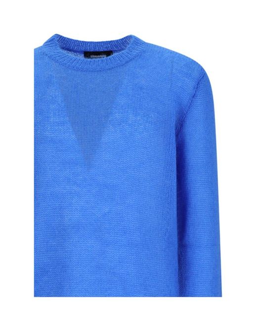 DSquared² Blue Logo Plaque Knitted Jumper for men