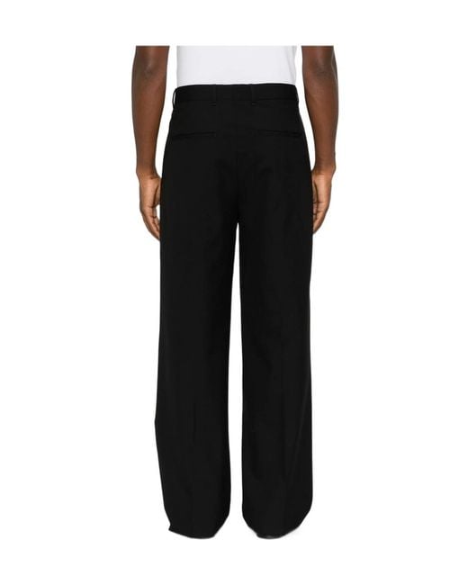 Lardini Black Pleated Wide-Leg Trousers for men