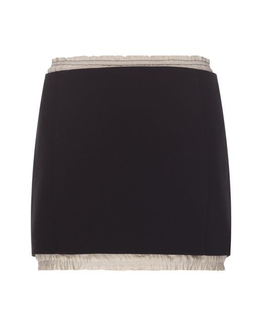 Victoria Beckham Black Ruched Detail Mini Skirt