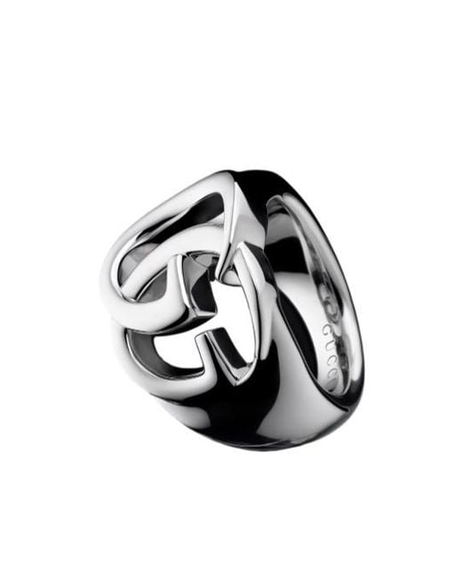 Gucci Black Gg Marmont Cut-Out Wide Ring