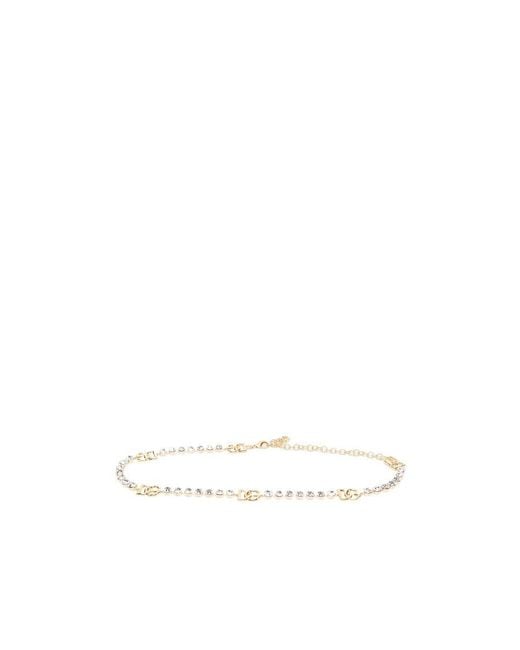 Dolce & Gabbana White Logo-Plaque Crystal-Embellished Belt