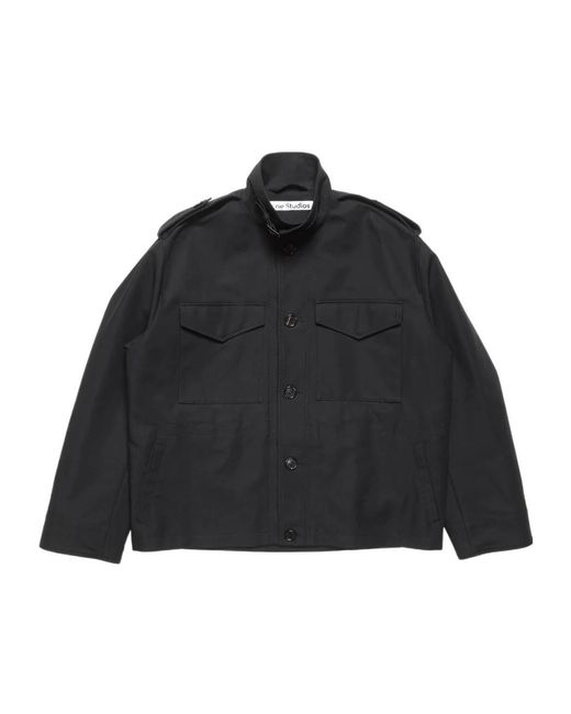 Acne Black Cotton Satin Blouson Jacket for men