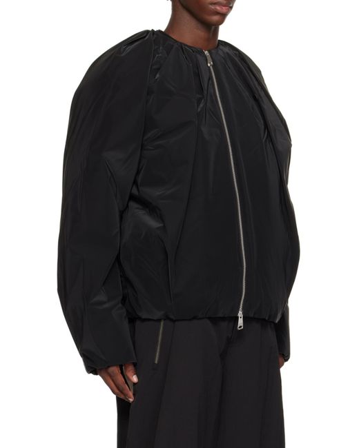 Adererror Black Round-Collar Pleated Down Jacket