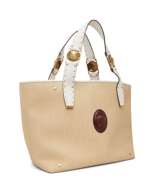 Versace Natural Rivière Large Raffia Tote