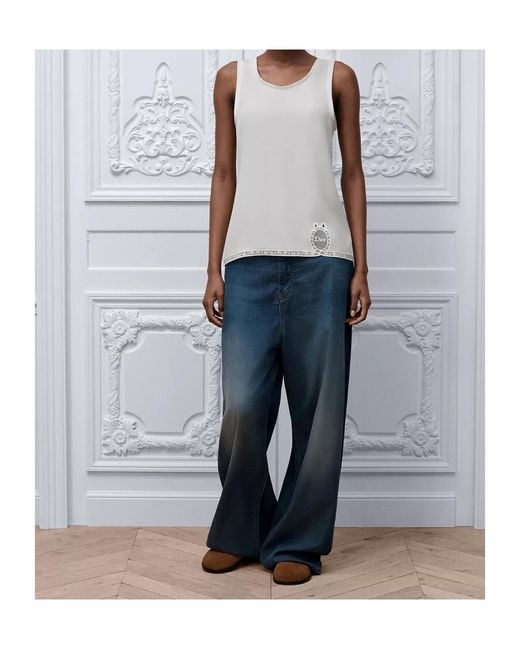 Dior White Médaillon Embroidered Tank Top