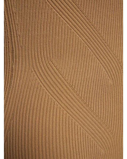 Dion Lee Brown Deep V-Neck Rib Knit Mini Dress
