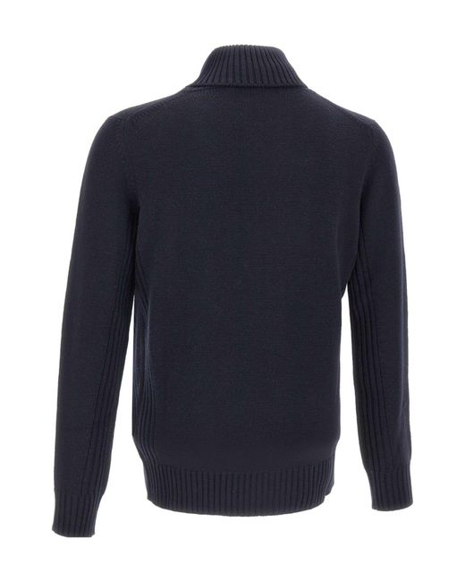 Kangra Cashmere Blue Kangra Turtleneck Ribbed Jumper for men