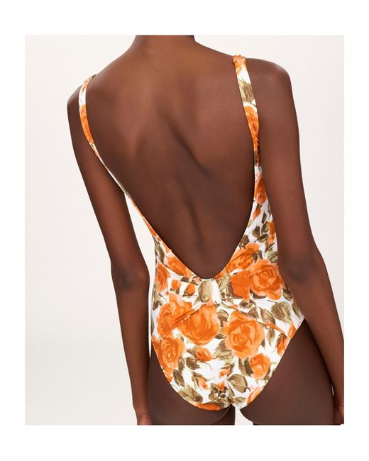 Chloé Orange Chloé Rose-Print One-Piece Swimsuit