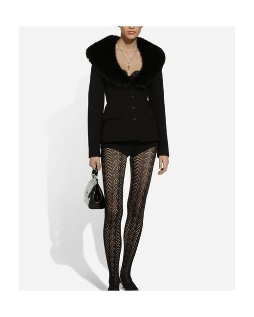 Dolce & Gabbana Black Single-Breasted Wool Jacket With Faux Fur Collar
