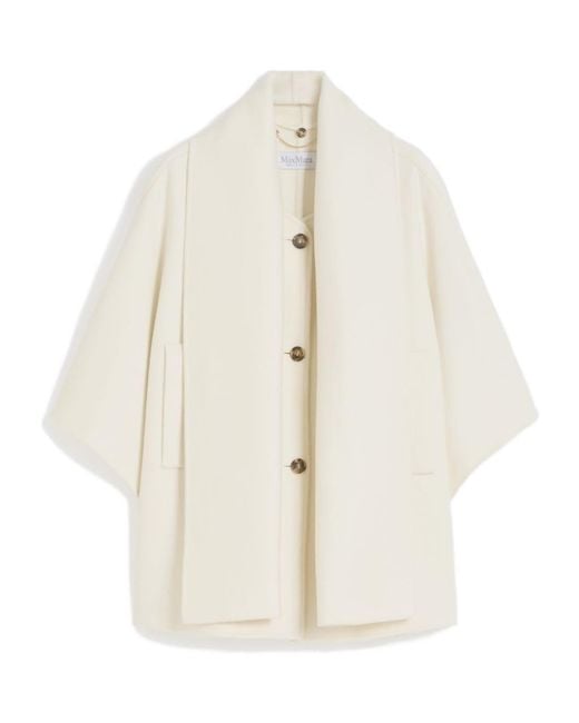 Max Mara White Button-Up Cape