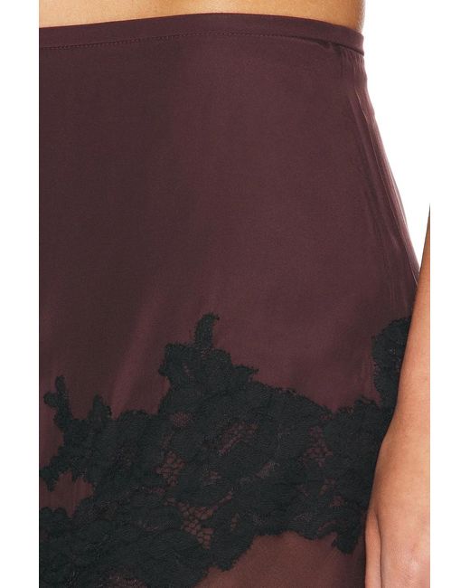 Sir Black Noria Lace-Trimmed Silk Midi Skirt