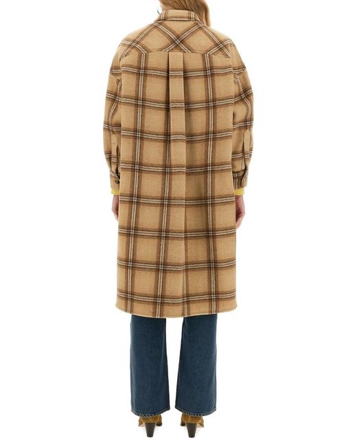 Isabel Marant Natural Fontizia Checked Wool Coat