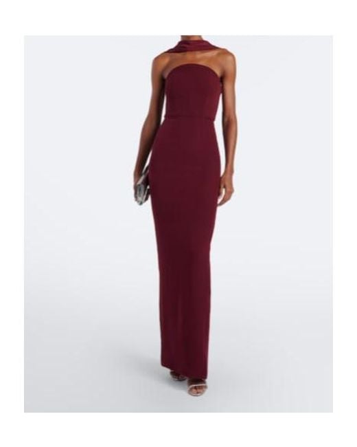 Roland Mouret Purple Scarf-Detail Bustier Gown