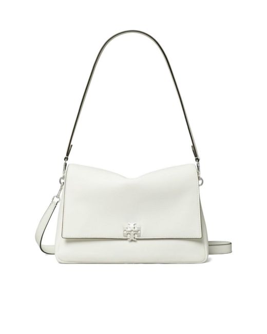 Tory Burch White Kira Logo Plaque Shoulder Bag