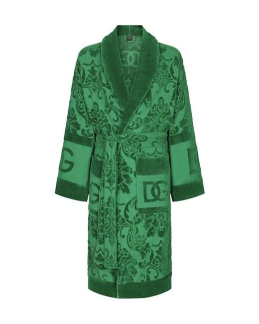 Dolce & Gabbana Green Jacquard Bathrobe