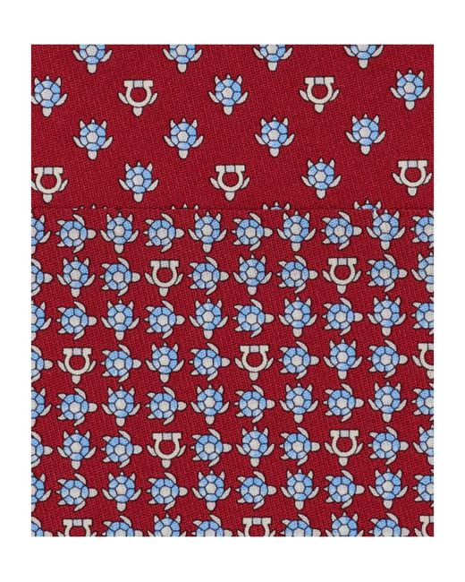 Ferragamo Red Ferragamo Turtles Printed Tie for men