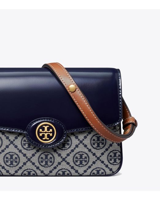 Tory Burch Blue Robinson Monogram-Pattern Shoulder Bag