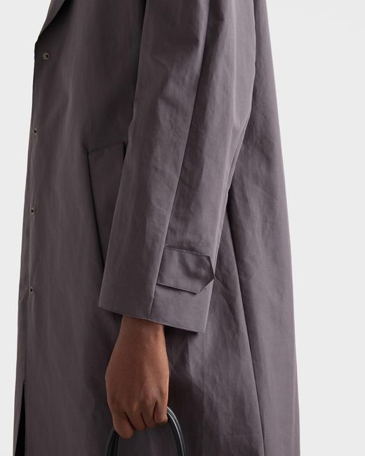 Prada Gray Single-Breasted Double Poplin Coat