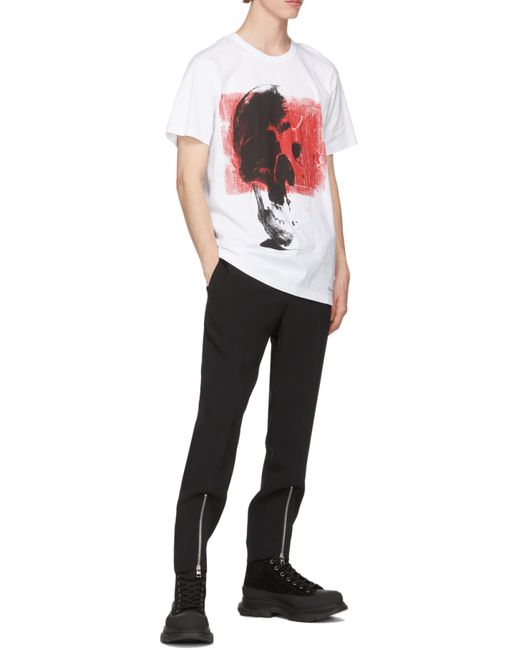 McQueen White Skull Printed T-Shirt for men