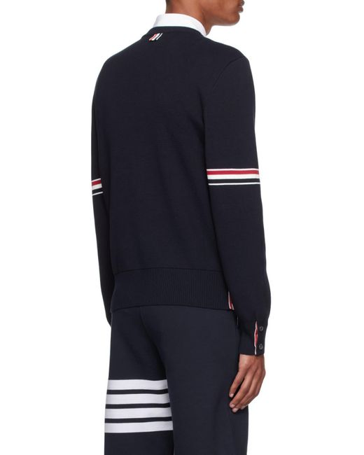 Thom Browne Black Stripe Trim Knitted Sweater for men