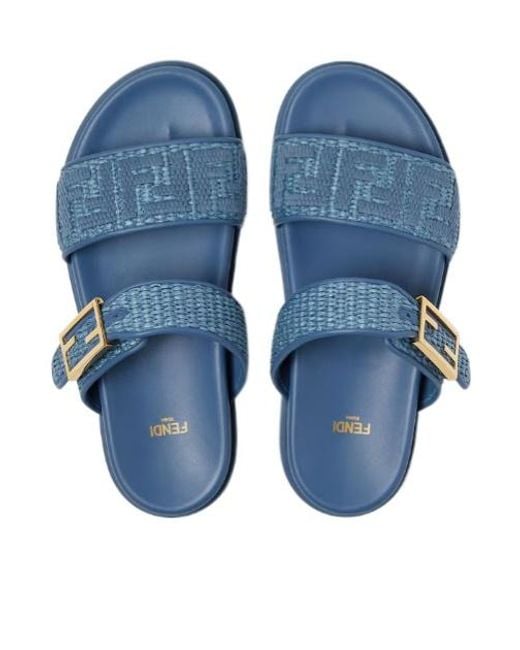 Fendi Blue Feel Chicc Buckled Slides