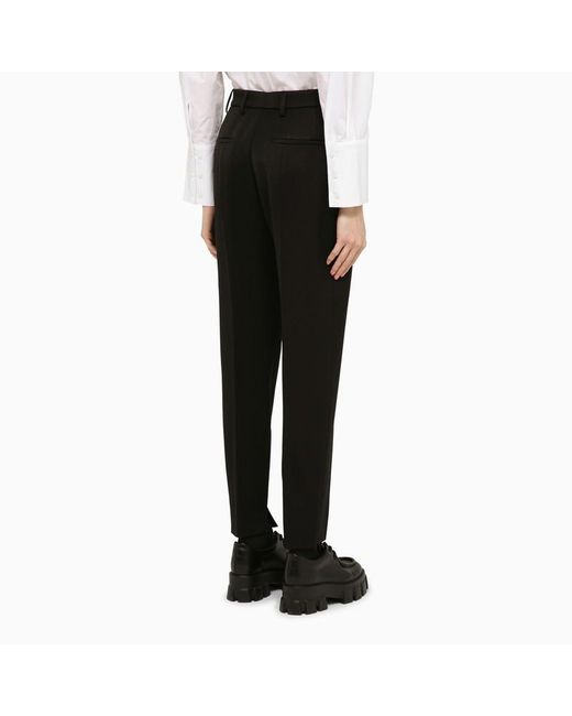 Prada Black Pleated Tapered-Leg Trousers