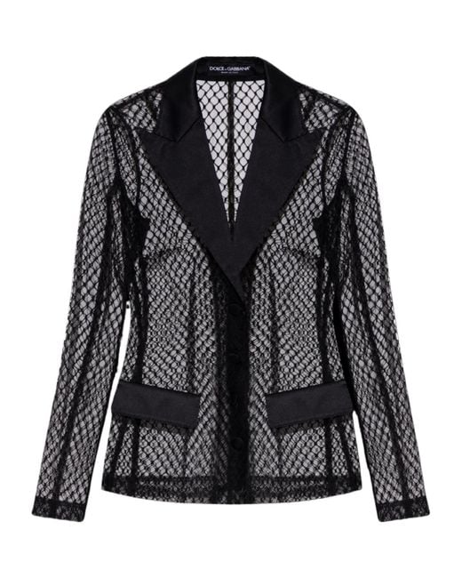 Dolce & Gabbana Black Single-Breasted Mesh Tuxedo Jacket